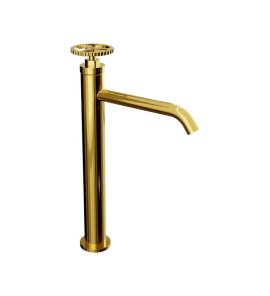 Remer Chrono Bateria umywalkowa jednouchwytowa wysoka bez korka Shiny Gold CH11LXLDO