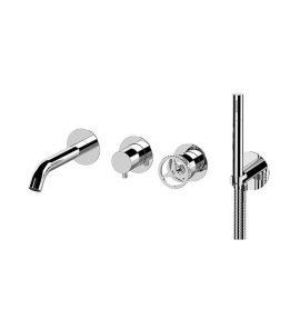 Remer Chrono Bateria wannowo-natryskowa podtynkowa z zestawem natryskowym 2-drożna - element zewnętrzny Chrom CH53D2PWB