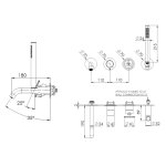 Remer Chrono Bateria wannowo-natryskowa podtynkowa z zestawem natryskowym 2-drożna - element zewnętrzny Matt Black CH53D2PWBNO