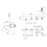 Remer Chrono Bateria wannowo-natryskowa podtynkowa z zestawem natryskowym 2-drożna - element zewnętrzny Chrom CH53D2WB
