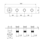 Remer Chrono Bateria wannowo-natryskowa podtynkowa 3-drożna - element zewnętrzny Visual Inox CH98D3WBXV