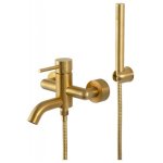 Remer Chrono Bateria wannowo-natryskowa ścienna z zestawem natryskowym Brushed Gold CH02BG