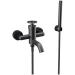 Remer Chrono Bateria wannowo-natryskowa ścienna z zestawem natryskowym Brushed Black Chrome CH02CFP