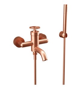 Remer Chrono Bateria wannowo-natryskowa ścienna z zestawem natryskowym Brushed Copper CH02RP