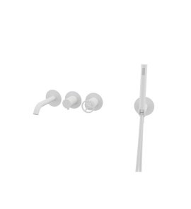 Remer Chrono Bateria wannowo-natryskowa podtynkowa z zestawem natryskowym 2-drożna - element zewnętrzny Matt White CH53D2PWBBO