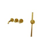 Remer Chrono Bateria wannowo-natryskowa podtynkowa z zestawem natryskowym 2-drożna - element zewnętrzny Shiny Gold CH53D2PWBDO