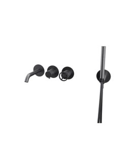 Remer Chrono Bateria wannowo-natryskowa podtynkowa z zestawem natryskowym 2-drożna - element zewnętrzny Brushed Black Chrome CH53D2PWBCFP