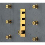 Remer Chrono Bateria wannowo-natryskowa podtynkowa 3-drożna - element zewnętrzny Shiny Gold CH98D3WBDO