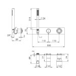 Remer Element Bateria natryskowa podtynkowa z zestawem natryskowym 2-drożna - element zewnętrzny Chrom ET97D2WB