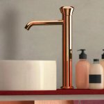 Remer Element Bateria umywalkowa wysoka jednouchwytowa bez korka Brushed Copper ET11LXLRP