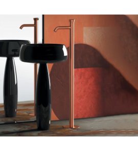 Remer Element Bateria umywalkowa wolnostojąca z korkiem klik-klak Brushed Copper ET18RP