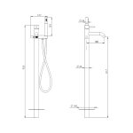 Remer X Style Inox Bateria wannowa wolnostojąca z zestawem natryskowym - element zewnętrzny Inox SSX08