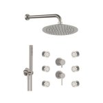Remer X Style Inox Zestaw natryskowy termostatyczny z deszczownicą Ø 300 mm, z 6 dyszami bocznymi oraz przyłączem i uchwytem Inox SSX93PS02UFM30
