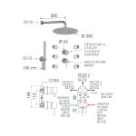 Remer X Style Inox Zestaw natryskowy termostatyczny z deszczownicą Ø 200 mm, z 6 dyszami bocznymi oraz przyłączem i uchwytem Inox SSX93PS02UFM20