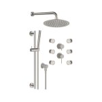 Remer X Style Inox Zestaw natryskowy termostatyczny z deszczownicą Ø 300 mm, z przyłączem oraz uchwytem na drążku i 6 dyszami Inox SSX93PS01UFM30