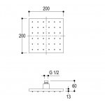 Ritmonio Deszczownica prysznicowa 200 x 200 mm stal nierdzewna 75S020INOX