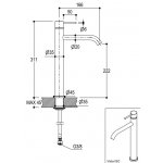 Ritmonio Diametro35 Bateria umywalkowa 1-otworowa wysoka stal nierdzewna E0BA0129CSINOX