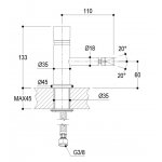 Ritmonio Diametro35 Concrete Bateria bidetowa 1-otworowa stal nierdzewna E0BA0122DINOX