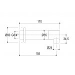 Ritmonio Diametro35 Wylewka wannowa ścienna chrom E0BA0155H1CRL