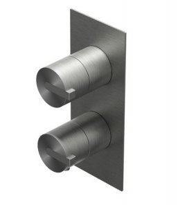 Ritmonio DOT316 Round Bateria wannowo-prysznicowa termostatyczna podtynkowa czarna stal nierdzewna PR50HC102IBX