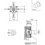 Ritmonio Przełącznik 3-drożny podtynkowy z regulacją przepływu chrom PR47LB201CRL