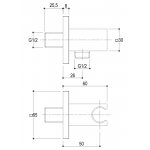 Ritmonio Uchwyt prysznicowy z przyłączem kątowym chrom P0BA5062CRL