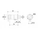 Ritmonio Uchwyt prysznicowy z przyłączem kątowym chrom 73H002CRL