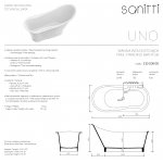 Sanitti UNO Wanna wolnostojąca 164,5x76,6 cm Biały połysk 11010000-BP