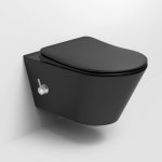 Sapho Awa Miska wisząca bezrantowa /Rimless z funkcją bidetki 35,5x53 cm z deską WC wolnoopadającą czarny mat 100315-110+100787-110