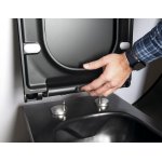 Sapho Awa Miska wisząca bezrantowa /Rimless z funkcją bidetki 35,5x53 cm z deską WC wolnoopadającą czarny mat 100315-110+100787-110