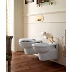 Sbordoni Palladio Deska sedesowa wolnoopadająca z brązowymi zawiasami biały S020CSBR