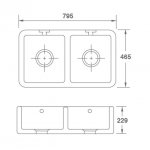 Shaws Double Bowl 800 Zlew dwukomorowy 79,5x46,5 cm Biszkoptowy SCLD800PN