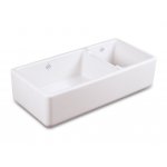 Shaws Edgworth Zlew dwukomorowy z obniżoną ścianką działową 99,7x47 cm Biały SEDG100WH