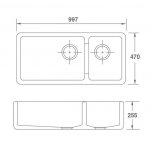 Shaws Edgworth Zlew dwukomorowy z obniżoną ścianką działową 99,7x47 cm Biszkoptowy SEDG100PN