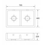 Shaws Shaker Double 800 Zlew dwukomorowy 75,9x46,5 cm Biszkoptowy SCSH800PN