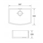 Shaws Waterside 600 Zlew jednokomorowy 59,7x53 cm Biszkoptowy SCWT595PN