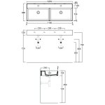 Simas Agile Umywalka stawiana na blat/wisząca podwójna z otworami na baterię prostokątna 121x46x13 cm biały AG121D