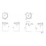 Simas Arcade Umywalka Ścienna/Meblowa Narożna 57,5x57,5cm AR884/AR 884