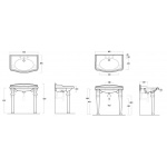 Simas Arcade Umywalka Ścienna 90x56cm biała AR864/AR 864