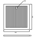 Simas Brodzik Prysznicowy Kwadratowy 90x90 cm biały S83/S 83