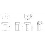 Simas E-Line Umywalka Ścienna/Stawiana na postumencie 65x47cm EL05/EL 05