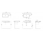 Simas Flow Umywalka Ścienna z blatem po prawej stronie 88x50cm FL02/FL 02