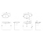 Simas Flow Umywalka Ścienna z blatem po prawej stronie 88x50cm FL23/FL 23