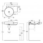 Simas Flow Umywalka Ścienna z blatem po prawej stronie 63x49cm FL04/FL 04 WIETRZENIE MAGAZYNÓW!!