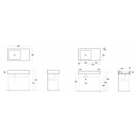 Simas Frozen Umywalka Meblowa z blatem po prawej stronie 90x50cm FZ11/FZ 11