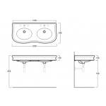 Simas Lante Umywalka Podwójna Ścienna/Stawiana na blat 120x54 cm biała LA12