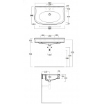 Simas Lante Umywalka Ścienna/Stawiana na blat 90x54 cm biała LA11