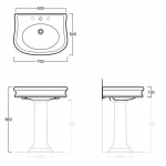 Simas Lante Umywalka Ścienna/Stawiana na blat 70x54 cm biała LA10