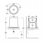 Simas Sharp Umywalka stawiana na blat 42x44 cm Czarny mat SH10NEROMATT