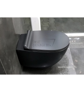 Simas Vignoni Miska WC wisząca bezrantowa Rimless z deską wolnoopadającą czarny mat VI18NEROMAT+VI004NEROMAT